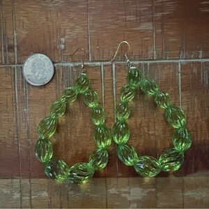 green translucent earrings